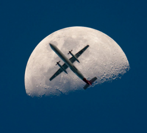 plane & moon