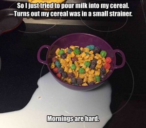cereal in strainer
